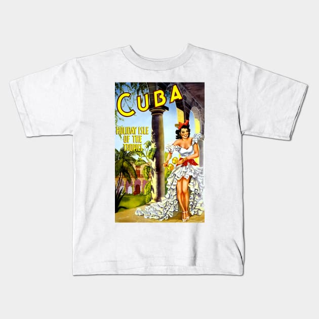 Vintage Travel - Cuba Kids T-Shirt by Culturio